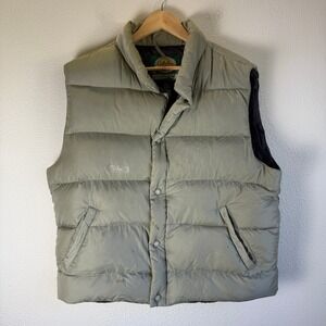 Cabela's Goose Down Puffer Vest Mens L Regular Sage Green Fair Stained vintage